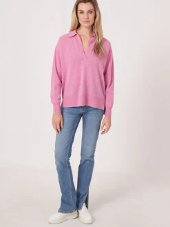 Bio-Kaschmir-Pullover Mit Polokragen Und Seitenschlitzen