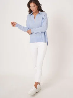 Bio-Kaschmir-Pullover Mit Polokragen Und Seitenschlitzen