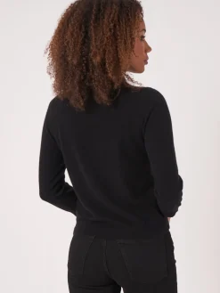 Bio-Kaschmir-Pullover Mit Rollkragen Und Vordertaschen