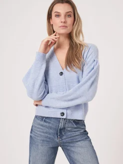 Bio-Kaschmir-Strickjacke Mit Gestrickten Streifen