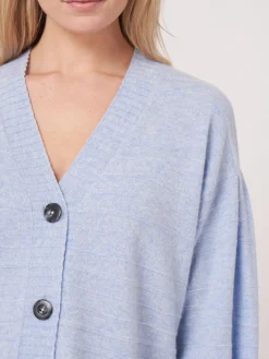 Bio-Kaschmir-Strickjacke Mit Gestrickten Streifen