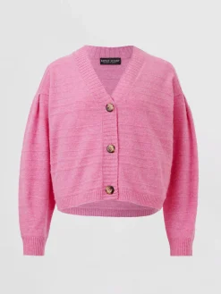 Bio-Kaschmir-Strickjacke Mit Gestrickten Streifen