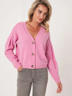 Bio-Kaschmir-Strickjacke Mit Gestrickten Streifen