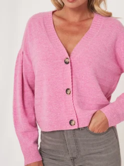 Bio-Kaschmir-Strickjacke Mit Gestrickten Streifen