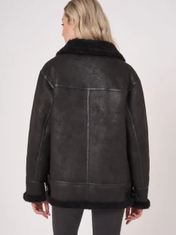 Faux Shearling Bikerjacke