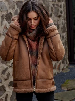 Faux Shearling Bikerjacke