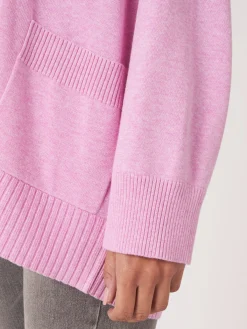 Fein Gestrickte Baumwollmischung Strickjacke Mit Schalkragen Und Taschen