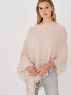 Fein Gestrickter Poncho Mit Fransen Aus Bio-Kaschmir