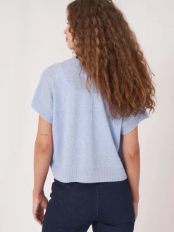 Gekurzte, Kastenformige Kaschmir-Strickjacke Mit Offener Vorderseite