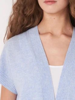 Gekurzte, Kastenformige Kaschmir-Strickjacke Mit Offener Vorderseite