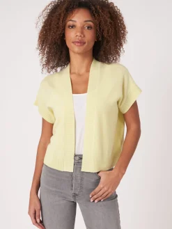 Gekurzte, Kastenformige Kaschmir-Strickjacke Mit Offener Vorderseite
