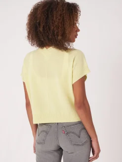 Gekurzte, Kastenformige Kaschmir-Strickjacke Mit Offener Vorderseite