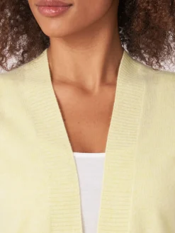 Gekurzte, Kastenformige Kaschmir-Strickjacke Mit Offener Vorderseite