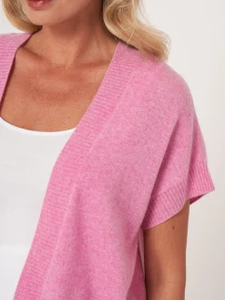 Gekurzte, Kastenformige Kaschmir-Strickjacke Mit Offener Vorderseite
