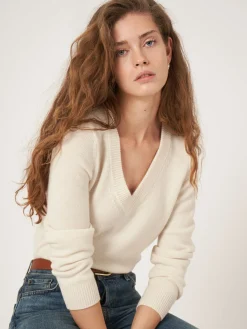 Gekurzter Bio-Kaschmir-Pullover Mit V-Ausschnitt