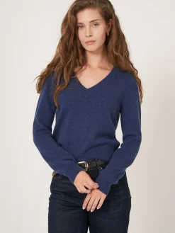 Gekurzter Bio-Kaschmir-Pullover Mit V-Ausschnitt