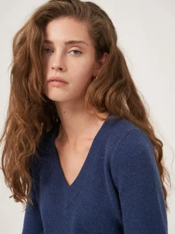 Gekurzter Bio-Kaschmir-Pullover Mit V-Ausschnitt