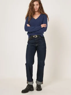 Gekurzter Bio-Kaschmir-Pullover Mit V-Ausschnitt