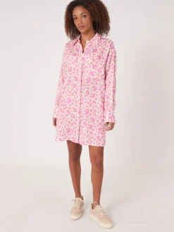 Gerade Geschnitten Hemdkleid Mit Blumendruck