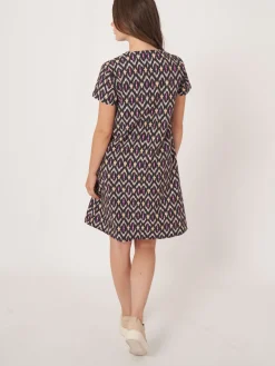Gerades Kleid Mit Ikat-Print