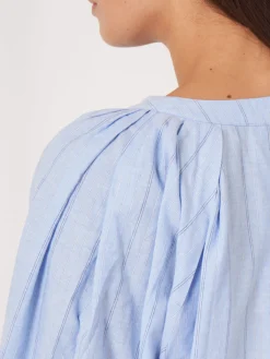 Gestreifte Bluse Aus Leinenmischung Mit Puffarmeln