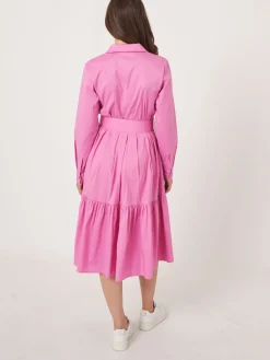 Gestuftes Hemdkleid Aus Baumwollmischung Mit Gurtel