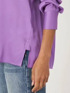 Hemdbluse Mit Brusttasche Und Seitenschlitzen Aus Seide