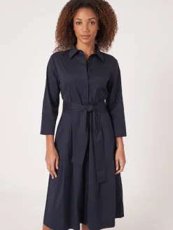Hemdblusenkleid Aus Popeline Mit Gurtel