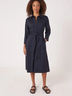Hemdblusenkleid Aus Popeline Mit Gurtel