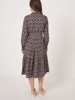 Hemdkleid Aus Baumwolle Mit Ikat-Print Und Gurtel