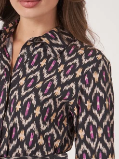 Hemdkleid Aus Baumwolle Mit Ikat-Print Und Gurtel
