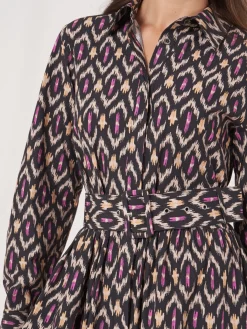 Hemdkleid Aus Baumwolle Mit Ikat-Print Und Gurtel