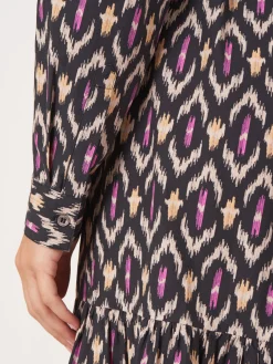 Hemdkleid Aus Baumwolle Mit Ikat-Print Und Gurtel