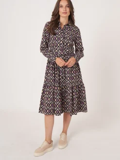 Hemdkleid Aus Baumwolle Mit Ikat-Print Und Gurtel