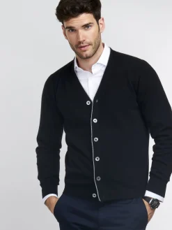 Herren-Strickjacke Mit V-Ausschnitt Aus Kaschmir