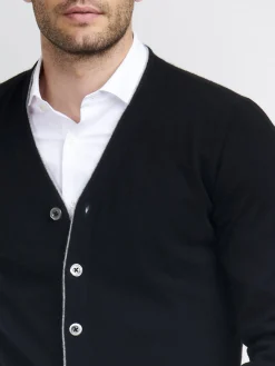 Herren-Strickjacke Mit V-Ausschnitt Aus Kaschmir