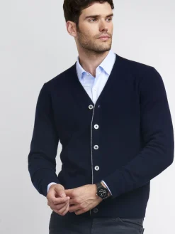 Herren-Strickjacke Mit V-Ausschnitt Aus Kaschmir