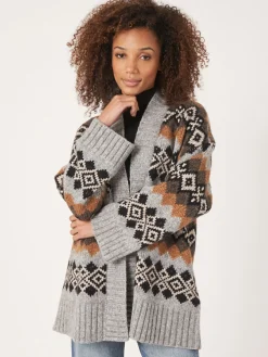 Intarsien Strickjacke Aus Italienischem Garn
