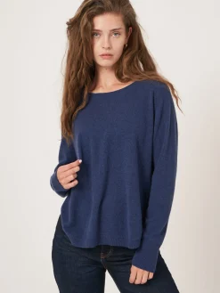 Kaschmirpullover Mit Rundem Saum Und U-Boot-Ausschnitt