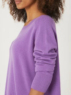 Kaschmirpullover Mit Rundem Saum Und U-Boot-Ausschnitt