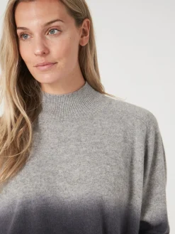 Kaschmirpullover Mit Stehkragen Und Dip-Dye-Muster