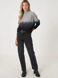 Kaschmirpullover Mit Stehkragen Und Dip-Dye-Muster