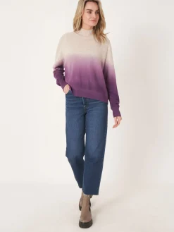 Kaschmirpullover Mit Stehkragen Und Dip-Dye-Muster