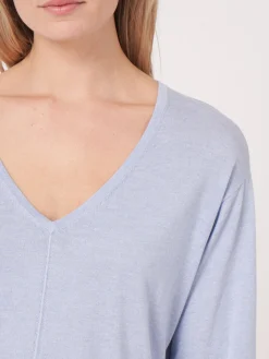 Kaschmir-Seidenmischung Pullover Mit V-Ausschnitt