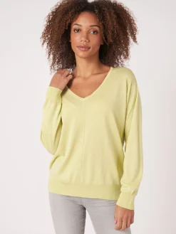 Kaschmir-Seidenmischung Pullover Mit V-Ausschnitt
