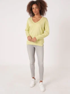 Kaschmir-Seidenmischung Pullover Mit V-Ausschnitt