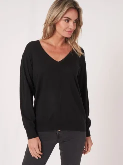 Kaschmir-Seidenmischung Pullover Mit V-Ausschnitt