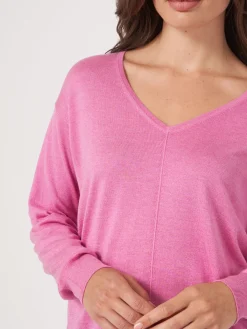 Kaschmir-Seidenmischung Pullover Mit V-Ausschnitt