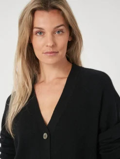 Kaschmir-Strickjacke Mit Geripptem V-Ausschnitt