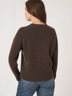 Kaschmir-Strickjacke Mit Geripptem V-Ausschnitt